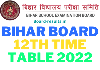 Bihar Board 12th Time Table 2022, Bihar Board 12th Time Table 2022, BSEB Intermediate Exam Date Sheet 2022 Download Here